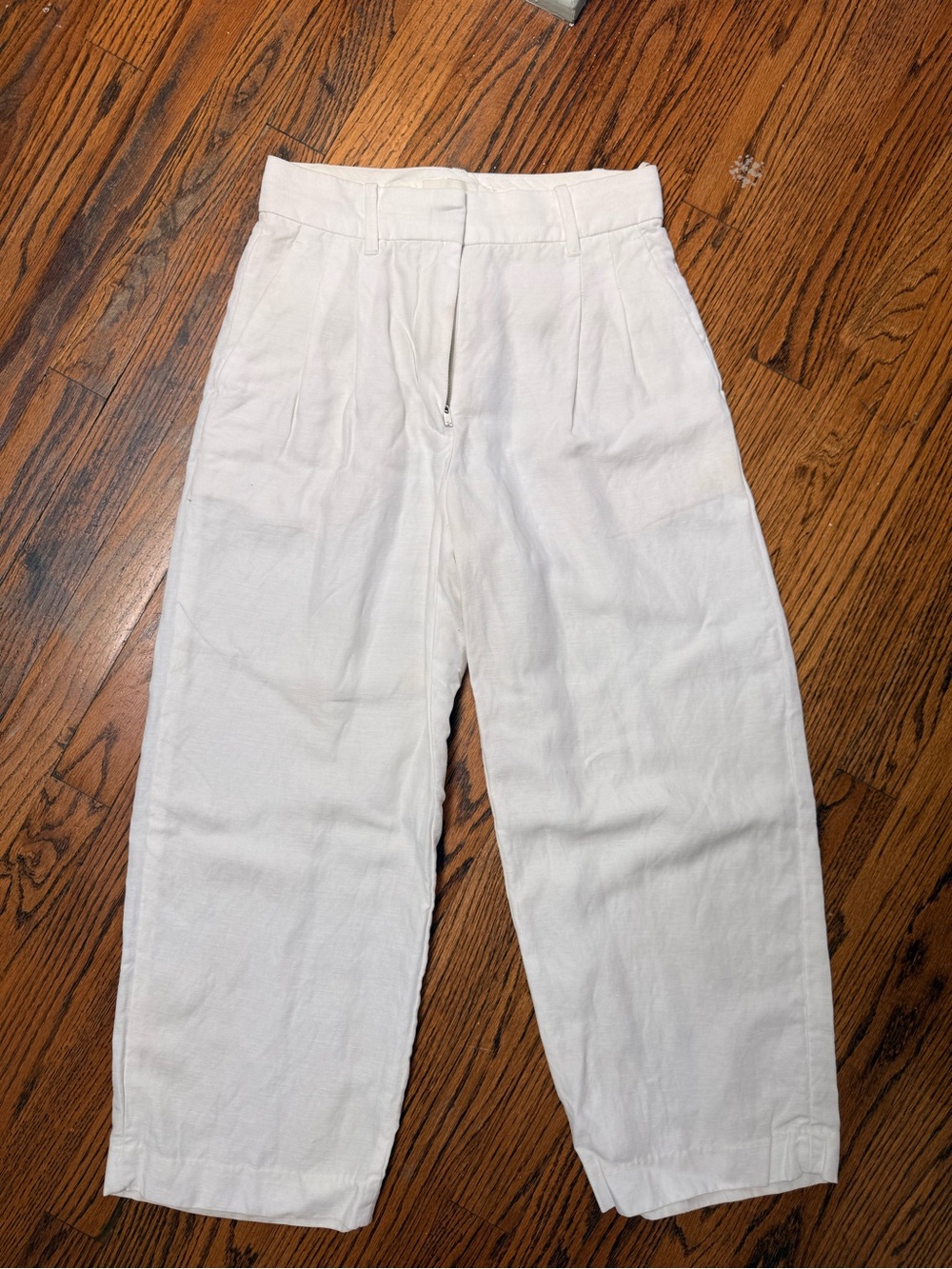 Aritzia Wilfred Effortless Linen Cropped Pants White Size 2